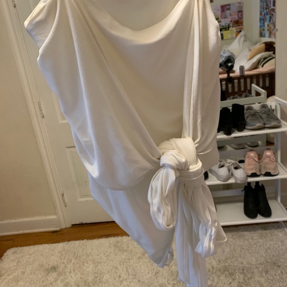 White Back Tie Body Suit (self tie in back) - Picture 4 of 6